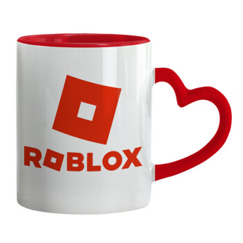 Roblox red, Mug heart red handle, ceramic, 330ml