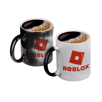 Roblox red, Color changing magic Mug, ceramic, 330ml when adding hot liquid inside, the black colour desappears (1 pcs)