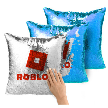 Roblox red, Μαξιλάρι καναπέ Μαγικό Μπλε με πούλιες 40x40cm περιέχεται το γέμισμα
