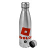 Metallic water bottle, stainless steel, 750ml