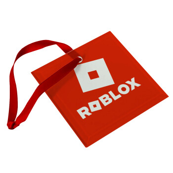 Roblox red, Χριστουγεννιάτικο στολίδι γυάλινο τετράγωνο 9x9cm