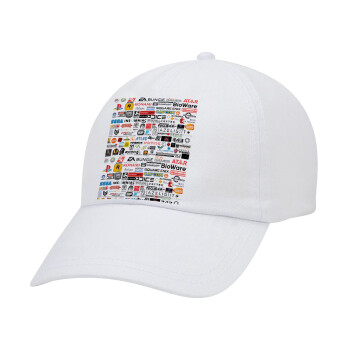 Video Game Studio Logos, Adult Baseball Cap White 5-panel (POLYESTER, ADULT, UNISEX, ONE SIZE)