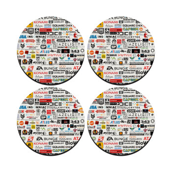 Video Game Studio Logos, SET of 4 round wooden coasters (9cm)