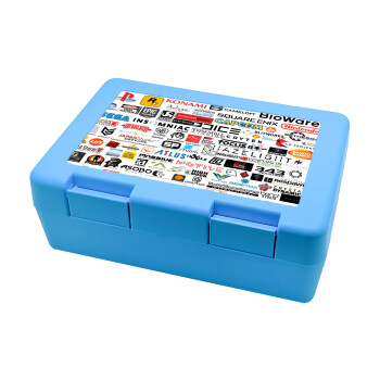 Video Game Studio Logos, Children's cookie container LIGHT BLUE 185x128x65mm (BPA free plastic)