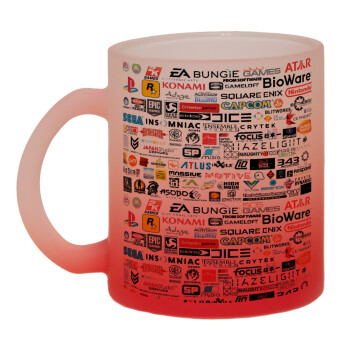 Video Game Studio Logos, Κούπα γυάλινη δίχρωμη με βάση το κόκκινο ματ, 330ml