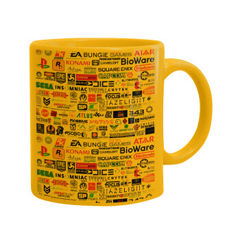 Video Game Studio Logos, Ceramic coffee mug yellow, 330ml