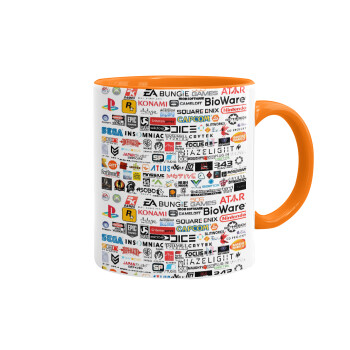 Video Game Studio Logos, Mug colored orange, ceramic, 330ml