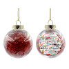 Transparent Christmas tree ball ornament with red filling 8cm