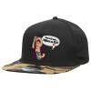 Adult Flat Snapback Hat Black/Camouflage, (100% COTTON TWILL, ADULT, UNISEX, ONE SIZE)