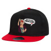 Children's Flat Snapback Hat, Black/Red (100% COTTON, CHILDREN'S, UNISEX, ONE SIZE)