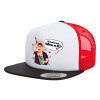 Adult Foam Flat Snapback with Mesh Black-White-Red (POLYESTER, ADULT, UNISEX, ONE SIZE)