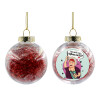 Transparent Christmas tree ball ornament with red filling 8cm