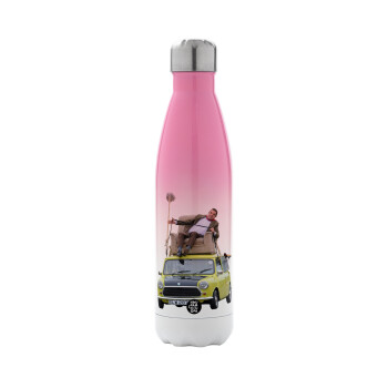 Mr. Bean mini 1000, Metal mug thermos Pink/White (Stainless steel), double wall, 500ml