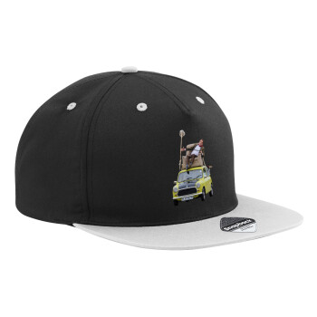 Mr. Bean mini 1000, Adult Flat Snapback Hat Black/Grey, (100% COTTON TWILL, ADULT, UNISEX, ONE SIZE)