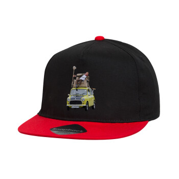 Mr. Bean mini 1000, Καπέλο παιδικό Flat Snapback, Μαύρο/Κόκκινο (100% ΒΑΜΒΑΚΕΡΟ, ΠΑΙΔΙΚΟ, UNISEX, ONE SIZE)