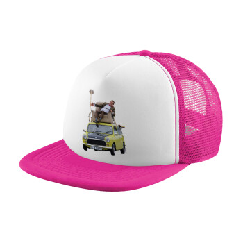 Mr. Bean mini 1000, Καπέλο Ενηλίκων Soft Trucker με Δίχτυ Pink/White (POLYESTER, ΕΝΗΛΙΚΩΝ, UNISEX, ONE SIZE)