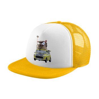 Mr. Bean mini 1000, Adult Soft Trucker Hat with Yellow/White Mesh (POLYESTER, ADULT, UNISEX, ONE SIZE)