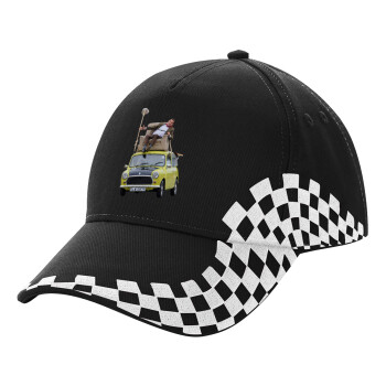 Mr. Bean mini 1000, Adult Ultimate BLACK RACING Cap, (100% COTTON DRILL, ADULT, UNISEX, ONE SIZE)