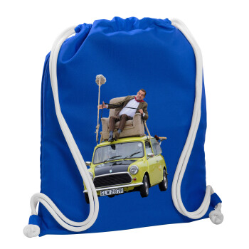 Mr. Bean mini 1000, Τσάντα πλάτης πουγκί GYMBAG Μπλε, με τσέπη (40x48cm) & χονδρά κορδόνια