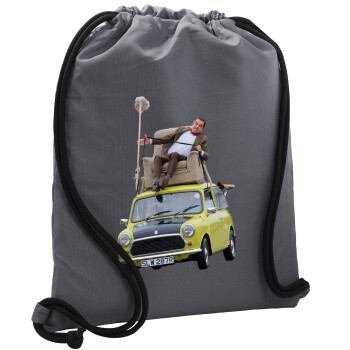 Mr. Bean mini 1000, Τσάντα πλάτης πουγκί GYMBAG ΓΚΡΙ, με τσέπη (40x48cm) & χονδρά κορδόνια