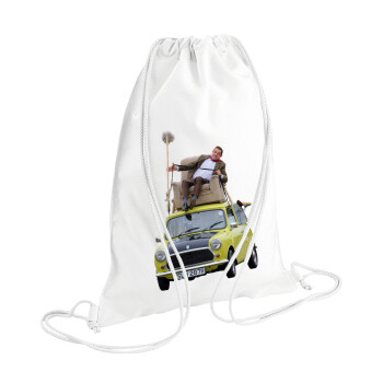 Mr. Bean mini 1000, Τσάντα πλάτης πουγκί GYMBAG λευκή (28x40cm)