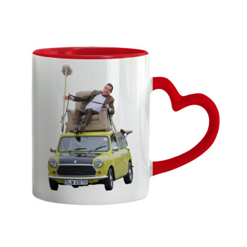 Mr. Bean mini 1000, Mug heart red handle, ceramic, 330ml