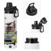 Metal water bottle with safety cap, aluminum 850ml