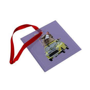 Mr. Bean mini 1000, Christmas ornament, glass square ornament 9x9cm