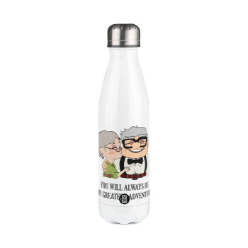 UP, YOU WILL ALWAYS BE MY GREATEST ADVENTURE, Metal mug thermos White (Stainless steel), double wall, 500ml