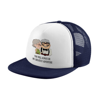 UP, YOU WILL ALWAYS BE MY GREATEST ADVENTURE, Children's Soft Trucker Cap with Dark Blue/White Mesh (POLYESTER, CHILDREN, ONE SIZE)