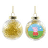 Transparent Christmas tree ball ornament with gold filling 8cm