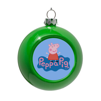 Πέππα το γουρουνάκι μπλε με όνομα, Green Christmas tree ornament bauble 8cm