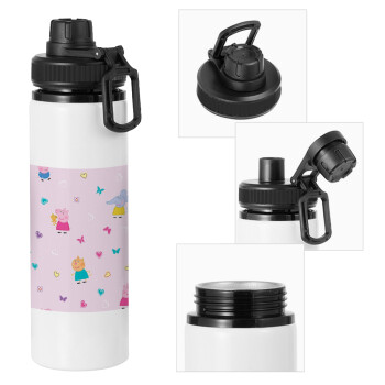 Πέππα το γουρουνάκι και οι φίλοι της, Metal water bottle with safety cap, aluminum 850ml