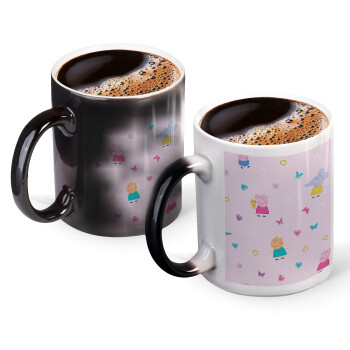 Πέππα το γουρουνάκι και οι φίλοι της, Color changing magic Mug, ceramic, 330ml when adding hot liquid inside, the black colour desappears (1 pcs)