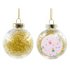 Transparent Christmas tree ball ornament with gold filling 8cm