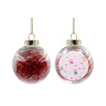 Πέππα το γουρουνάκι και οι φίλοι της, Transparent Christmas tree ball ornament with red filling 8cm