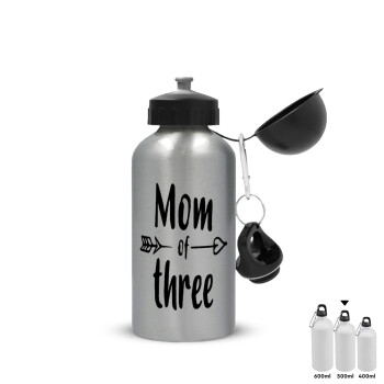 Mom of three, Metallic water jug, Silver, aluminum 500ml
