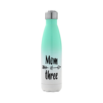 Mom of three, Metal mug thermos Green/White (Stainless steel), double wall, 500ml