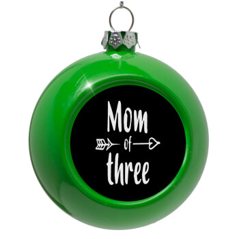 Mom of three, Green Christmas tree ornament bauble 8cm