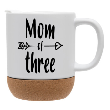 Mom of three, Ceramic coffee mug Cork (MAT), 330ml (1pcs)