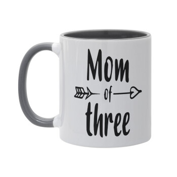 Mom of three, Mug colored grey, ceramic, 330ml