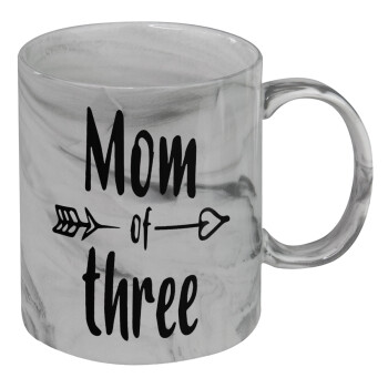 Mom of three, Mug ceramic marble style, 330ml