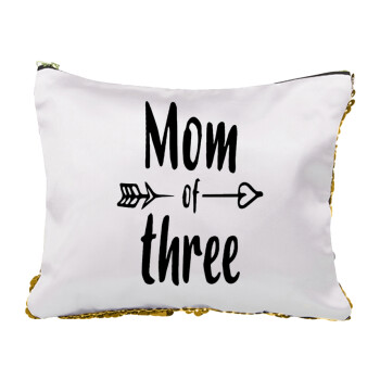 Mom of three, Sequin Gold Pouch Cosmetic Bag