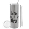 Eco friendly stainless steel Silver tumbler 600ml, with metal straw & cleaning brush