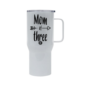 Mom of three, Mega Stainless steel Tumbler with lid, double wall 750L