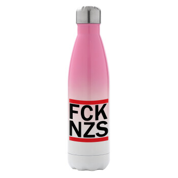 FCK NZS, Μεταλλικό παγούρι θερμός Ροζ/Λευκό (Stainless steel), διπλού τοιχώματος, 500ml