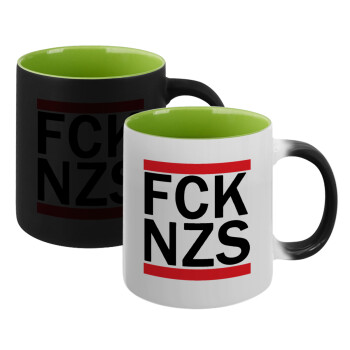 FCK NZS, Κούπα Μαγική εσωτερικό πράσινο, κεραμική 330ml που αλλάζει χρώμα με το ζεστό ρόφημα (1 τεμάχιο)