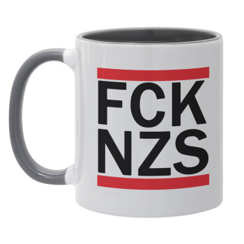 FCK NZS, Κούπα χρωματιστή γκρι, κεραμική, 330ml