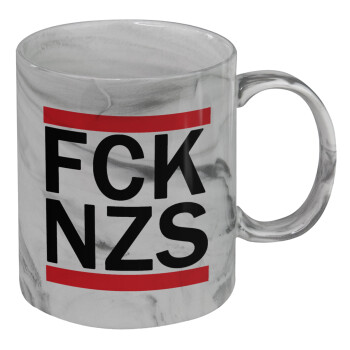 FCK NZS, Mug ceramic marble style, 330ml