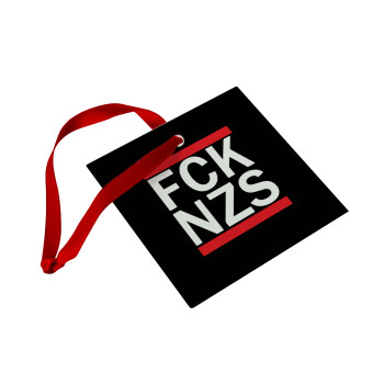 FCK NZS, Christmas ornament, glass square ornament 9x9cm